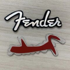 Fender フェンダー アルミ エンブレム プレート シルバー/ブラックの画像