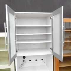 ニトリ スリム食器棚 ホワイト系 幅60cm 収納多め 引出し＆扉 札幌市清田