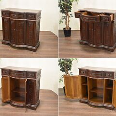 ヤ取6/11終了】≪yt1516ジ≫ アンティーク調コンソールキャビネット 幅