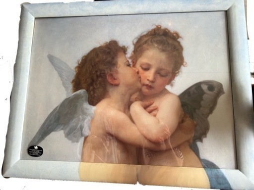 93cm×73cm 特大 イタリア製　額絵　 『アムールとプシュケー、子供たち 』『ファーストキス』 壁掛け　アート　天使　エンジェル