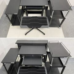 Bauhutte バウヒュッテ ゲーミングセット7点 デスク サイドデスク チェア オットマン 中古家具 店頭引取歓迎 R8580の画像