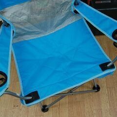 残り2脚 クレムリン 折り畳みチェア 幅82×奥49×高78cm TCT-02 ドリンクホルダー付き ブルー系 キャンプ BBQ アウトドア 札幌市 清田区 平岡の画像