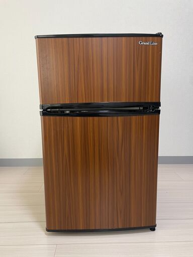 条件付き値下げしました→【Grand Line】冷蔵庫 　90L 　2ドア 　おしゃれな木目調ダークブラウン♪