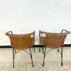 桐生店【現状品】j7-42 椅子 籐 2つセットの画像