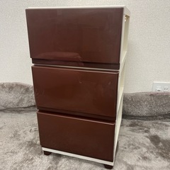 3段 衣装ケース ブラウン×ホワイト