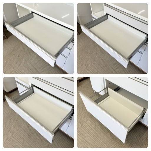 【超美品‼️】定価39万♪ 高級 松田家具 157cm幅キッチンボード 食器棚 収納家具 艶あり木目調ホワイト♪