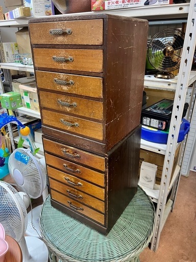年代物 昭和レトロ 木製小引出し収納箱
