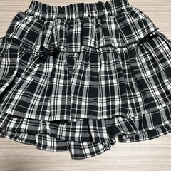 150子供服　スカート　チェック柄　かわいい　子供　小学生　ギャル　女の子　チェック　モノトーン　モノトーンの画像