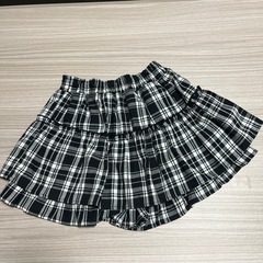 150子供服　スカート　チェック柄　かわいい　子供　小学生　ギャル　女の子　チェック　モノトーン　モノトーンの画像