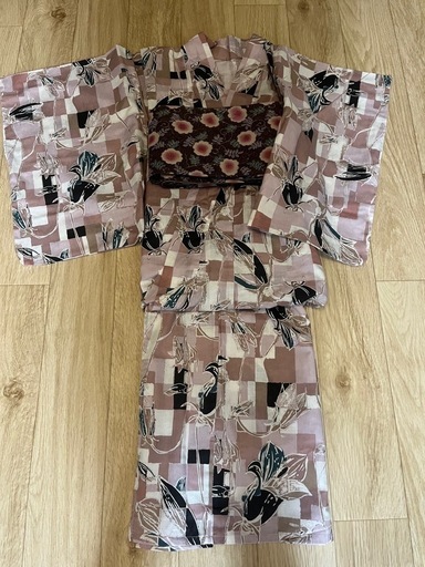 くすみピンク浴衣（単品）と巾着
