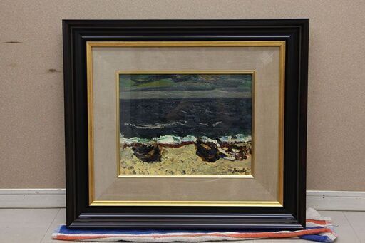 田辺 三重松 油彩 F6 海浜 (R2405yxwY)