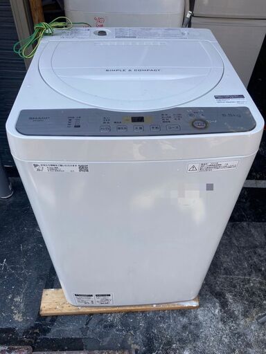 ☆中古￥8,800！SHARP　5.5kg洗濯機　家電　2019年製　ES-GE5C-W型　【BG172】