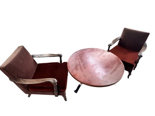 NO.1627 テーブル椅子セット アンティーク 丸テーブル 椅子脚 家具　中古