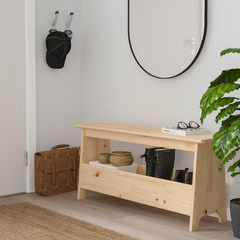 お得！IKEA PERJOHAN 収納付きベンチ - 多用途で便利なパイン材製の画像