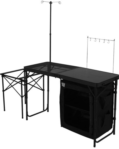 DODクッキングキング オールインワンキッチン 耐熱メッシュ 収納棚付き