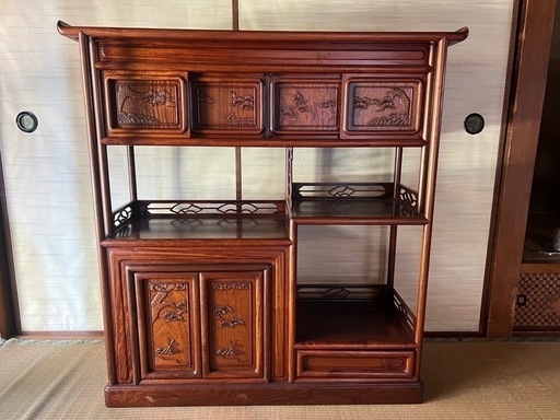 【GO-49】茶箪笥 茶棚 飾り棚 違い棚 昭和レトロ アンティーク