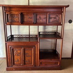 ビンテージ　戸棚　昭和レトロ　棚　茶棚　飾り棚　家具　茶道具　アンティーク 昭和レトロ 茶箪笥 飾り棚 ガラス扉 サイドボード 古家具 古民家