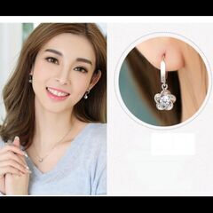 ≒▼m→→→j－31-4番 ブリリアントカットダイヤモンドＣＺフラワーアーチピアスの画像