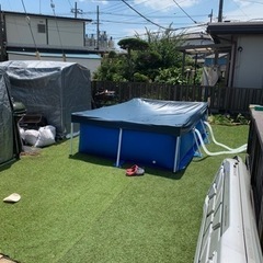 交渉お待ちしてます　Intex プール 3m x 2m x 75cm インテックス　ハシゴ　ろ過装置　フィルター　カバー　塩素　6点セット　の画像