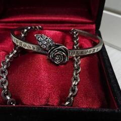 HOLLOOW シルバーブレスレット バングル 薔薇 シルバー 925の画像