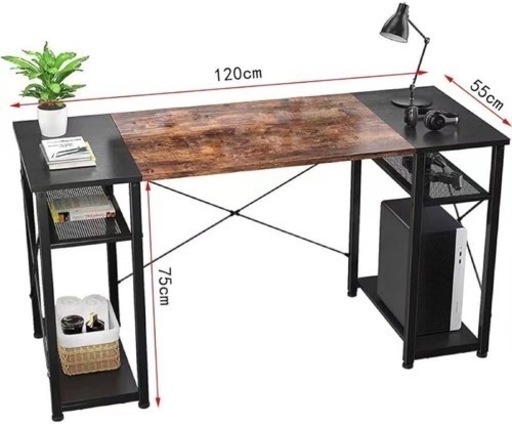 パソコンデスク ゲーミングデスク デスク 作業台 仕事 勉強 120cm ラック