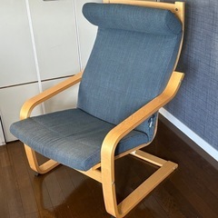 「値下げ」IKEA ポエング リクライニングチェア ヘッドレスト付き ポエング IKEA（イケア）レザーリクライニングチェア