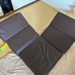 合皮ソファ　ローソファ　ブラウン　ソファベッドの画像
