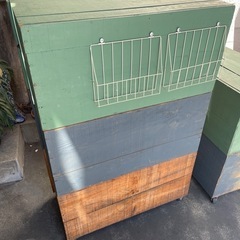 【ありがとうございました】りんご箱DIY／キャスター付き棚 3段
