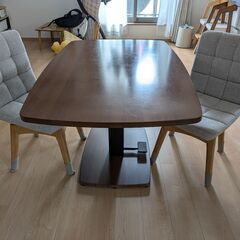 【本日までの出品】昇降 ダイニングテーブル 幅120cm 無段階...