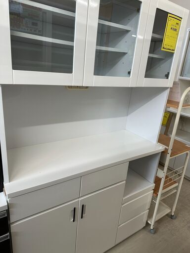 ホワイトプラスチック製食器棚 4引き出し ジモティ来店特価!! 食器棚 ホワイト J-0770