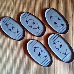 刑務作業品  刺身、先付皿 5枚組 16×8cm