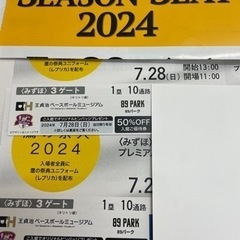 7／２８みずほプレミアムシートS席 2枚 ペアチケットオリックス...