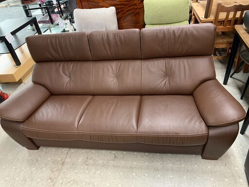 ★来店限定★ カリモク レザー調3Pソファー モカブラウン ZT7303K340