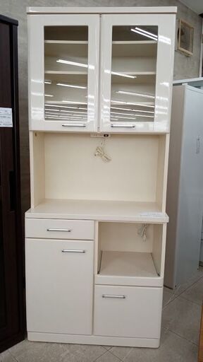 ★ジモティ割あり★ (株)マルミツ 食器棚 クリーム H201×D41×W89 クリーニング済み TJ7585