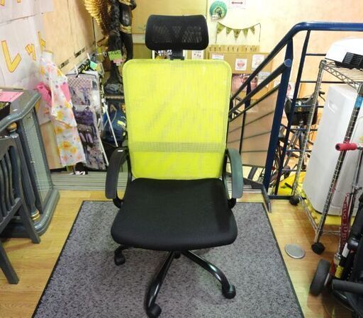 ➁ワークチェア 昇降式 高さ115～127cm ヘッドレスト付き メッシュチェア オフィスチェア ゲ―ミングチェア 西岡店 