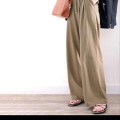 パンツ 綿100％!夏に大活躍!大人上品な涼やかカットフレアカラ...