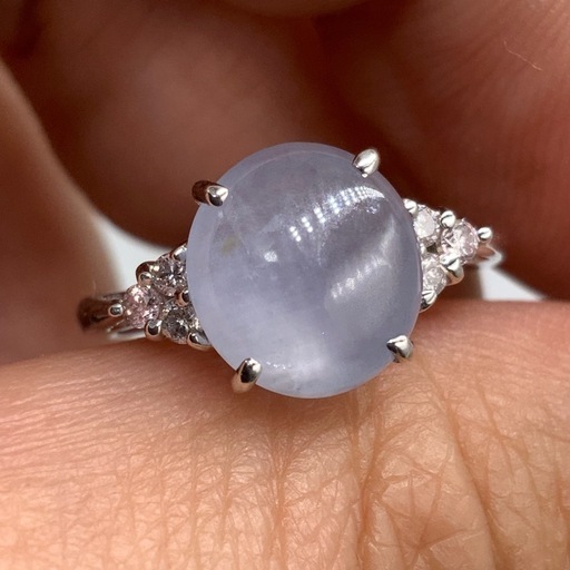 K18WG スターサファイヤ　ピンクダイヤ　指輪　3.3g 約11号