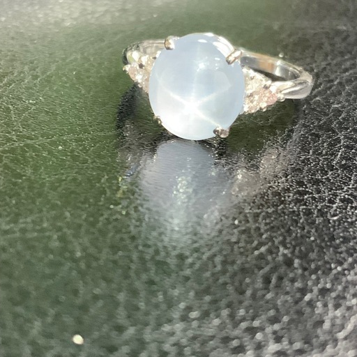 K18WG スターサファイヤ　ピンクダイヤ　指輪　3.3g 約11号