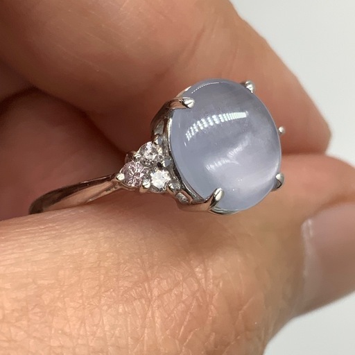 K18WG スターサファイヤ　ピンクダイヤ　指輪　3.3g 約11号