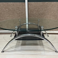 ガラスセンターテーブル　楕円型の画像