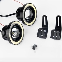 汎用 イカリング LEDフォグランプ 2個 セット 後付け オートバイ スポット型 狭角 防振 LED作業灯 (3インチ 76mm, ブルー)の画像