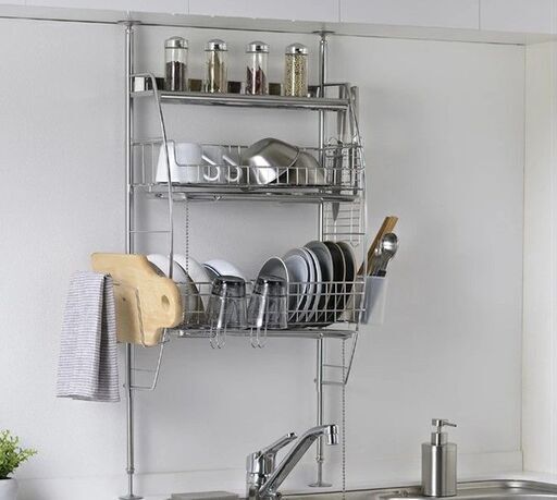 値下！☆新品未使用☆【燕三条】シンク上水切りラック　突っ張りタイプ　付属品付！