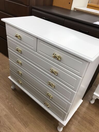 ★ジモティ割あり★  チェスト ホワイト H84×W80×D35 クリーニング済み KJ5737