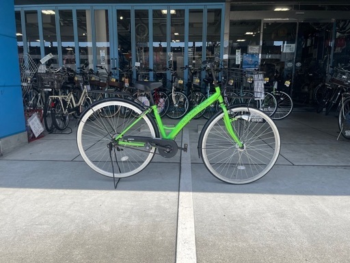 【完売御礼】【大人用】整備済 サイモト 27型ギアなし ダカラットモダ 中古自転車 シティ軽快車 緑色 <自転車のオオムラ 静岡店>