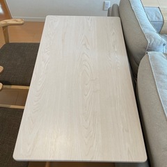 【8/1以降のお渡し】昇降テーブル ホワイト木目調 DORIS ガス圧 幅100cm ミランダ100×55 北欧 ドリスの画像