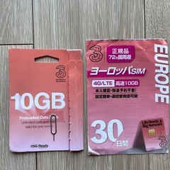 ヨーロッパ周遊　SIMカード　30日間10GB