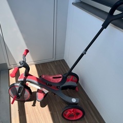 【取引済】子供用三輪車　大人の持ち手付き　赤の画像