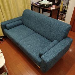 [lowya] 2人掛け 天然木脚ソファ インディゴブルーの画像