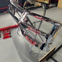 デコトラ　ベストワンファイター　純正メッキフロントバンパー　前出しキット付きの画像