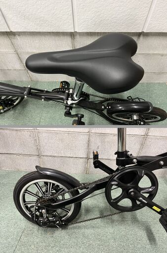 折り畳み自転車ブラック タイヤ14インチ 7段変速 関西圏直接での